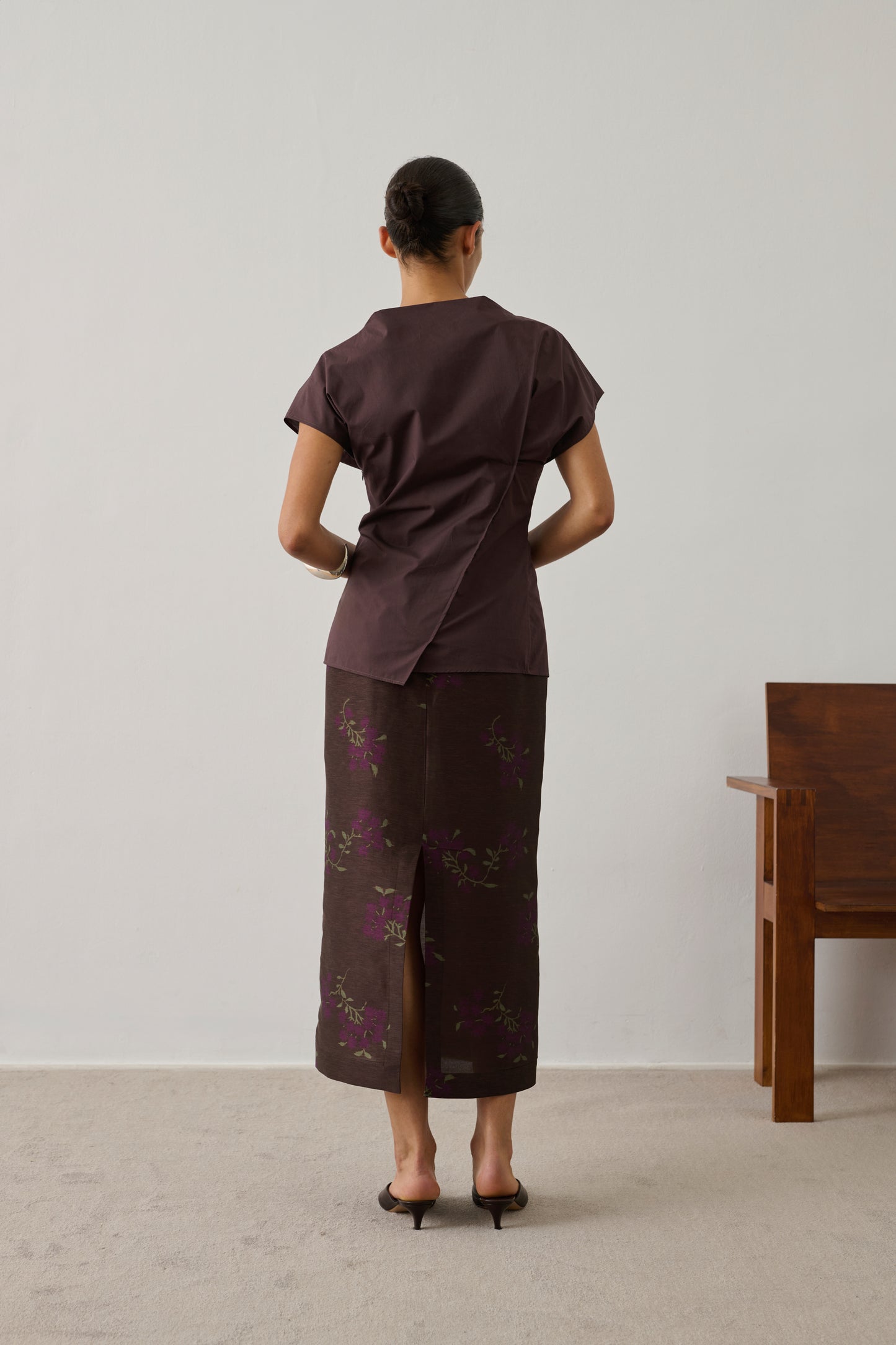 Jupe Helia - Marron/Violet - Lin - Femme